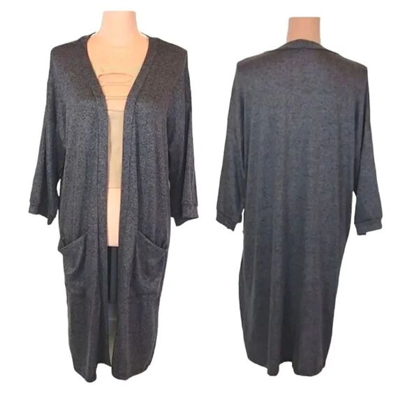 Agnes & Dora Dark Grey Open Knit Midi Cardigan with Pockets XL NWOT - Picture 1 of 16
